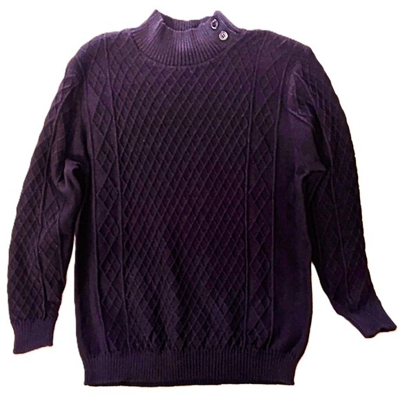 Men's Casual Button Mock-Neck Pullover Multi-Cable Sweater ~ Black (XL-2XL) NWT - Picture 1 of 13